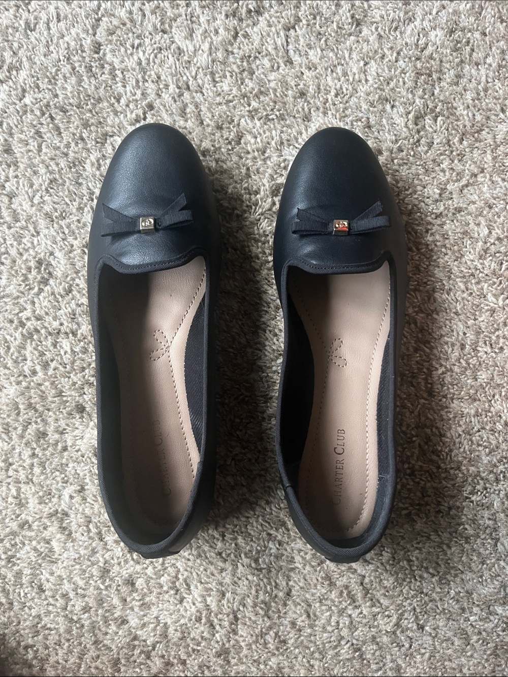 Charter Club Black Bow-Accent Slip-On Flats